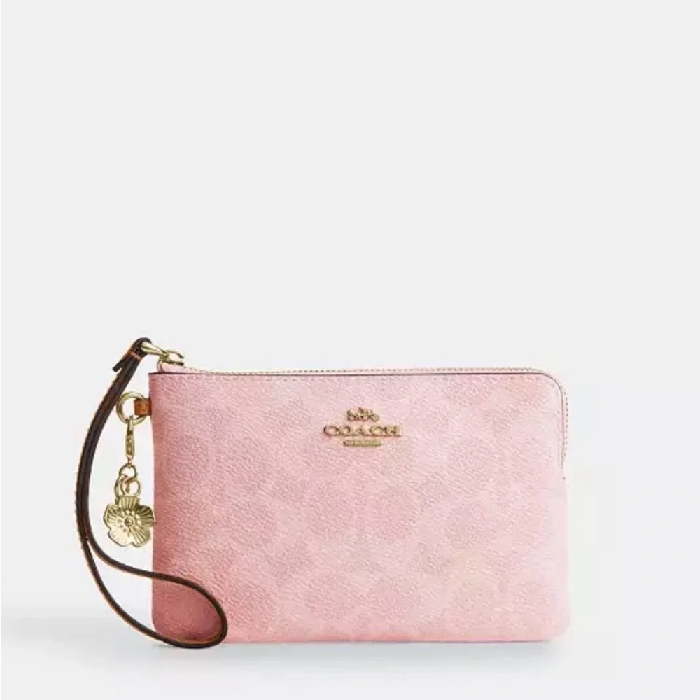 Coach Light Pink Signature Wristlet - Picture 6 of 9